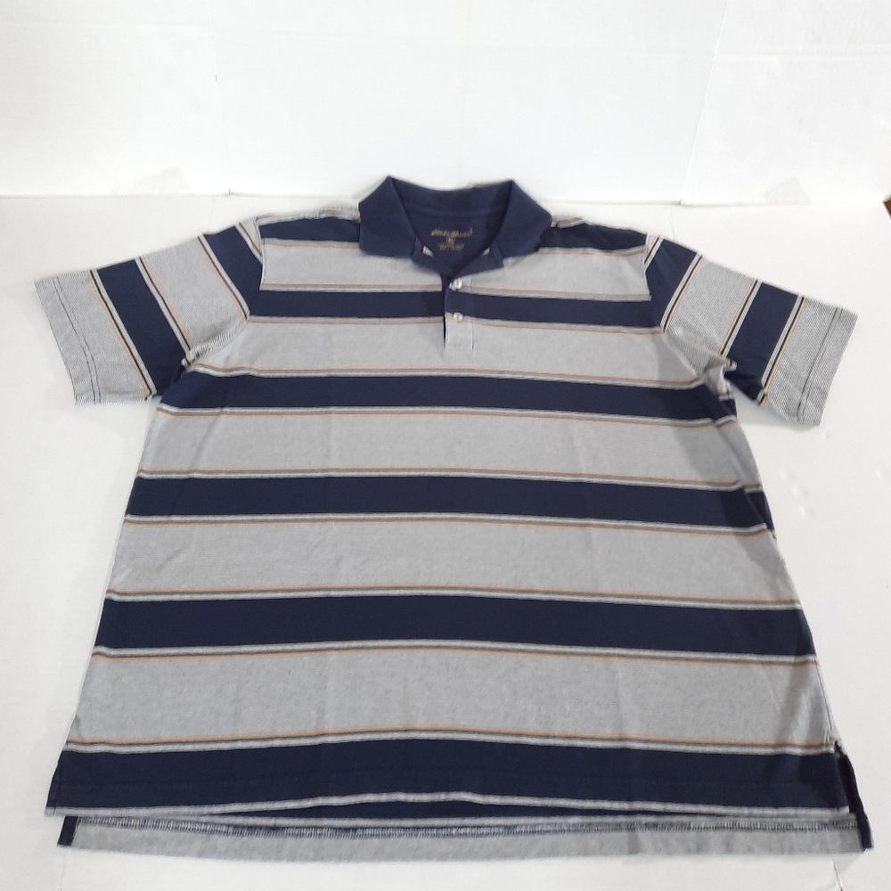 Eddie Bauer Colorblock Striped Polo Shirt 100% Cotton Short Sleeve